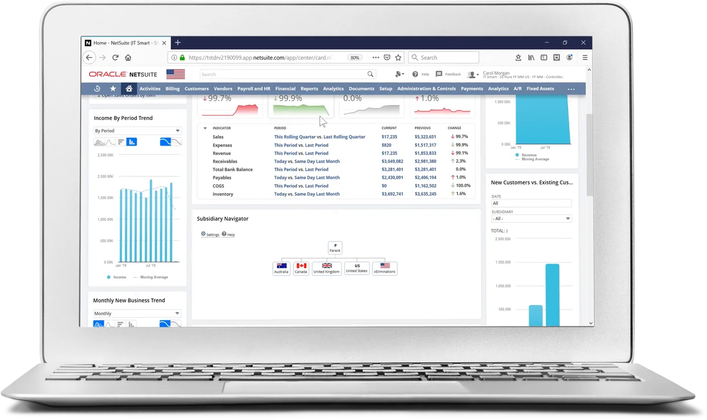 NetSuite Global Business Management product interface